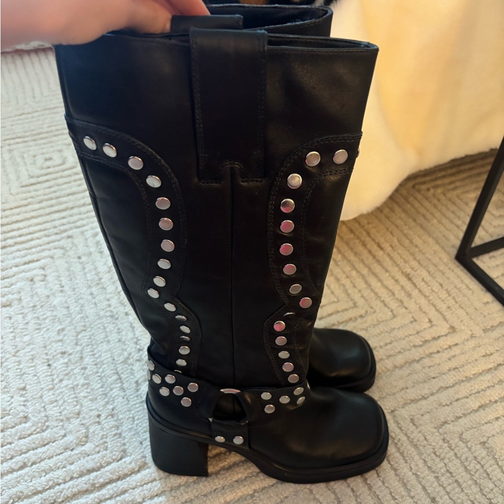 Steve Madden studded moto boots